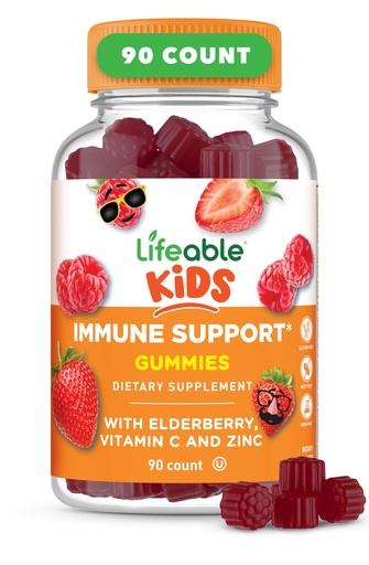 [BRSW2EI7DMFBQ3L3] Lifeable Kids Immune Support Gummies | Elderberry Vitamin C and Zinc | Great Tasting Immune Support Supplement Elderberry Gummies for Kids | Kids Elderberry Gummies for Boys, Girls | 90 Gummies