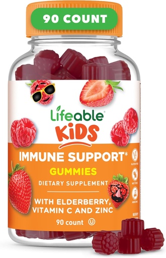 [BRSW2EI7DMFBQ3L3] Livbare barn Immunstøtte Gummies | Elderbær vitamin C og sink | Great Tasting Immune Support Supplement Elderbær Gummies for barn | Kids Elderbær Gummies for gutter, jenter | 90 Gummies