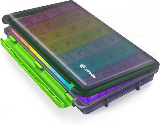 [BRSW2HD6PMGQ4YDL] AUVON iMedassist Vocht-Proof Weekly pil Organizer 4 keer per dag, grote 7 dagen pil doos met Portable Design voor reizen, verwijderbare individuele containers Houd vitamines, supplementen, medicijnen