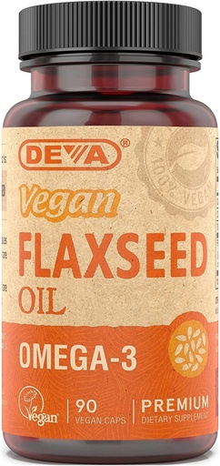 [BRSWIYYMOJ6BCDL4] Deva Vegan Vitamins Flax Seed Oil, 500 MG, Vegan, 90 Vcap (4 pack)