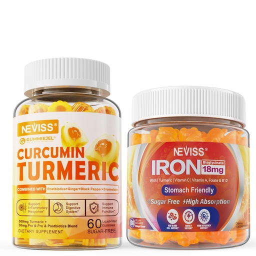 [BRSRAHAECIHGOADX] Sugar Free Turmeric Curcumin Filled Gummies 550mg for Adults,Vegan Iron Gummies Supplement with Vitamin C