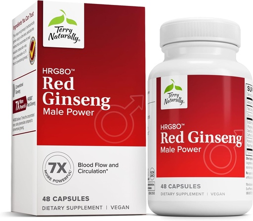 [BRSWYFDQAEFQMCTJ] Terry Naturally HRG80 Red Ginseng Male Power - Blood Circulation & Endurance Support Supplement - Dietary Supplement with Ginseng & Zinc - Herbal Supplement for Energy Support - 48 Capsules