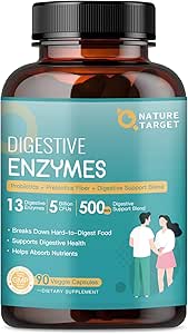 [BRSROC33BUMROET3] NATURE TARGET Digestive Enzymes for Women-Men for Digestion with Probiotics & Prebiotics for Gut Health & Immune Support, Help Protein, Carb, Fiber, & Dairy Digestion