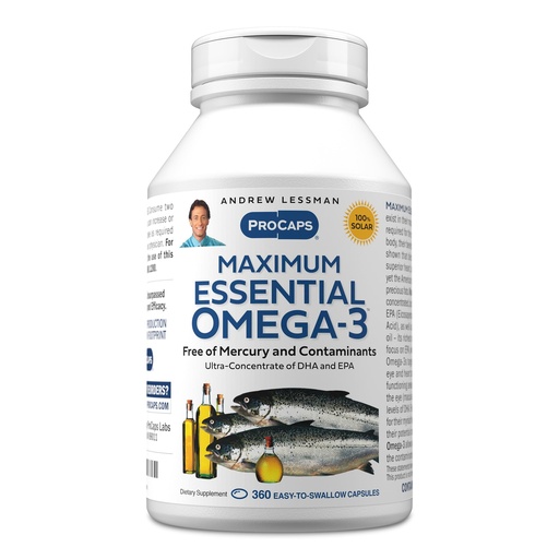 [BRSWGYILCR6WYCY3] ANDREW LESSMAN Maximum Essential Omega-3 Unflavored, 360 Softgels - Ultra-Pure Omega-3 Fish Oil 1200 mg-High DHA, No Mercury Supplement-Small, Easy to Swallow Fish Oil Capsules