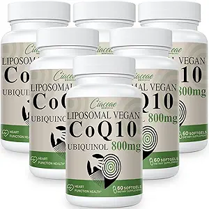 [BRSROYYODIMGEF3V] Liposomal CoQ10 800mg Ubiquinol Softgel, Max Absorption Ubiquinol Coenzyme Q10, Ubiquinol CoQ10 Supplement for Antioxidant, Heart Function & Energy Production, Pure CoQ10 800mg, 360 Vegan Softgels