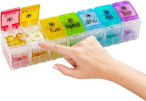 [BRSRAGINAEPGGHLA] Large Pill Organizer 7 Day with Spring-Open Design- Weekly Pill Organizer 2 Times a Day with AM PM Big Compartments Pill Box for Supplements Pill Container Holder for Vitamins Medicine Organizer