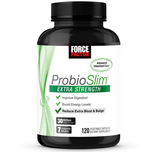 [BRSWY2YLCB7A2CA3] Force Factor ProbioSlim Extra Strength Probiotics for Women and Men with 30 Billion CFUs of Probiotics for Digestive Health, Bloating Relief, and Gut Health, with Prebiotic Fiber, 120 Capsules