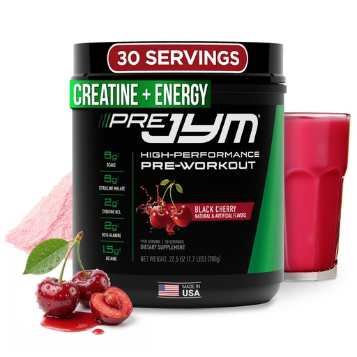 [BRSW2YYFOAOWOEQ4] JYM Supplement Science Pre JYM Black Cherry Pre Workout Powder for Men & Women, BCAAs, Nootropics, Creatine HCI, Citrulline, Beta-Alanine, Betaine, Taurine, Huperzine, 30 Servings