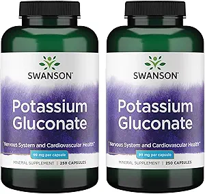 [BRSRM2YZOIDQ2C3L] Swanson Potassium (Gluconate) 99 Milligrams 250 Capsules (2 Pack)