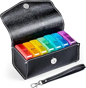 [BRSROYD6OQHG22DG] Zoksi Weekly Pill Organizer 2 Times a Day, PU Leather Bag 7 Day Am Pm Pill Box, Daily Pill Box Organizer 7 Day, Portable Medicine Organizer for Travel, Weekly Pill Case to Store All Meds