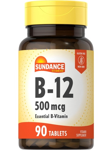 [BRSRAGDQAFYWO2DJ] Sundance Vitamin B-12 | 500mcg | 90 Vegetarian Tablets | Essential Vitamin Supplement | Non-GMO and Gluten Free Formula