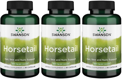 [BRSWGFAYB4IRUHLV] Swanson Horsetail - Herbal Supplement Supporting Healthy Hair, Skin & Nails - Natural Ingredients for Bone Health & Urinary Tract Support - (90 Capsules, 500mg Each) 3 Pack