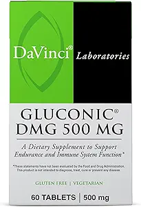 [BRSWIYYFAACB4H3M] DAVINCI Labs Gluconic DMG 500 mg - Dietary Supplement to Support Endurance and Immune System Function* - with 500 mg N,N-Dimethylglycine per Tablet - Vegetarian - Gluten-Free - 60 Chewable Tablets