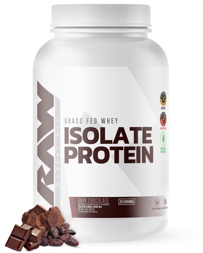 [BRSW2AL2CR5BEE3U] RAW Whey Isolate Protein Powder, Dark Chocolate - 100% Grass-Fed Sports Nutrition Whey Protein Powder for Muscle Growth & Recovery - Low-Fat, Low Carb, Naturally Flavored & Sweetened - 25 Servings
