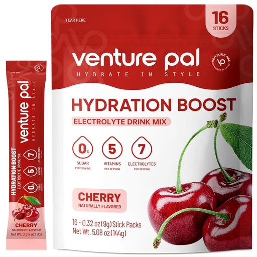 [BRSROHQ2AF7RE3L5] Venture Pal Sugar Free Electrolyte Powder Packets - Liquid Daily IV Drink Mix for Rapid Hydration & Party Recovery | 5 Vitamins & 7 Electrolytes| Keto Friendly | Non-GMO | Certified Vegan | 16 Sticks
