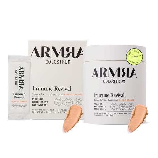 [BRSRAATRAUFBMHT7] ARMRA Colostrum™ Premium Powder, Grass Fed, Gut Health Bloating Immunity Skin & Hair, Contains 400+ Bioactive Nutrients, Keto, Gluten & Fat Free (Blood Orange Bundle | 120 Servings)
