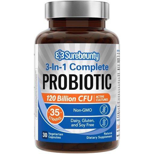 [BRSWYHALDEBQIDYZ] Probiotics 120 Billion CFU, Probiotics for Men & Women, Prebiotics + Digestive Enzymes, Highest Potency, 3-in-1 Complete Probiotic, 30 Capsules