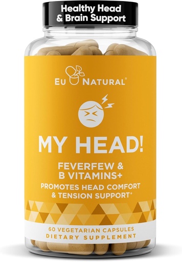 [BRSWGYY7A4MGMFLX] My Head! Headache Vitamins – Sensitivity, Tension, Comfort, Healthy Head Function for A Clear Mind – Fast acting Magnesium, Feverfew, Boswellia, Vitamin D, Ginger, & More – 60 Soft Capsules