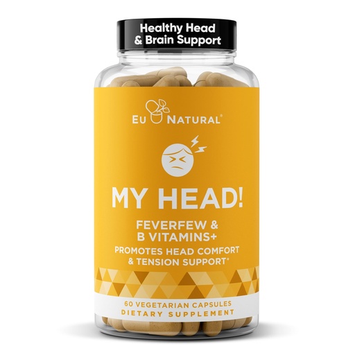 [BRSWGYY7A4MGMFLX] My Head! Headache Vitamins - Sensitivity, Tension, Comfort, Healthy Head Function for A Clear Mind - Fast acting Magnesium, Feverfew, Boswellia, Vitamin D, Ginger, & More - 60 Soft Capsules