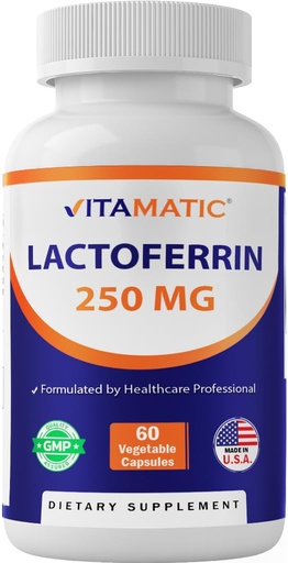 [BRSW2AAYBB7QYCQ6] Vitamatic Lactoferrin 250mg – 60 Vegetable Capsules Promotes Healthy Immune Function*