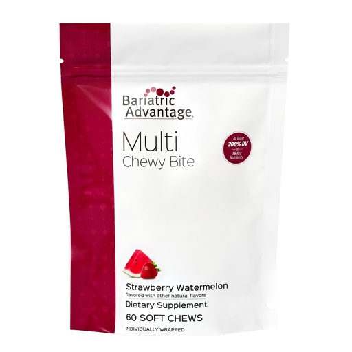 [BRSWG2YHCIMR6DLX] Bariatric Advantage Multi Chewy Bite - Soft Chew Multivitamin for Bariatric Surgery Patients - Chewable Multivitamin with Folic Acid, Vitamin D3 & More - Strawberry Watermelon Flavor - 60 Count