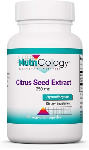 [BRSWIYQYO56W22DK] Nutricology Citrus Seed Extract Supplement - Grejpfrut Seed Extract 500mg, Wspomaga funkcję metaboliczną, Nieskażony, Kapsułki wegetariańskie - 120 Count