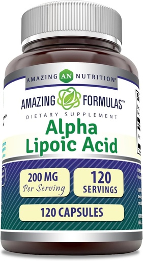 [BRSROH35AEBBOFDV] 神奇的Alpha Lipoic Acid → 200 Mg 氨基酸补充 → Capsules → Non-GMO → Gluten - Free → → 美国制造(1 Pack → 120 Counter)