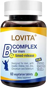 [BRSROAYZOYMWGH3X] Lovita Timed-Release B Complex for Men | 8-Hour Energy & Nutrient Metabolism Support with 10 Vitamin Bs, Vegetarian Tablets (60 Count)