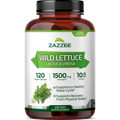 [BRSWGEAQC54BUCA4] Zazzee Extra Strength Wild Lettuce 10:1 Extract, 120 Vegan Capsules, 4 Month Supply, Lactuca Virosa, Relaxation, Calm & Mood Support, Concentrated 10X Extract, 100% Vegetarian, Non-GMO, Made in USA