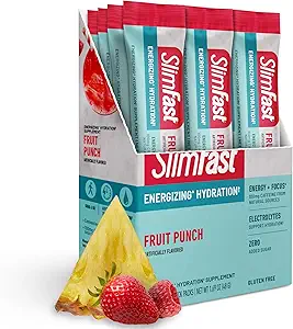 [BRSRAAIFDEAR4C3K] SlimFast Bundle: Intermittent Fasting Hydration Packets, Energizing Hydration, Fruit Punch 12 Count & Berberine Plus Capsules, Berberine Supplement, with Berberine hcl, and Cinnamon Bark 30 Servings