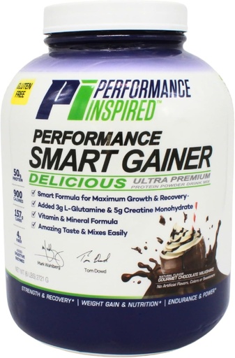 [BRSWGYIYC4BRYYLU] Performance Inspired Nutrition Smart Mass Gainer – 50G Protein, 900 Calories, Creatine, L-Glutamine & Digestive Enzymes – Muscle Recovery &amp; Growth – Chocolate Milkshake – 6 lb