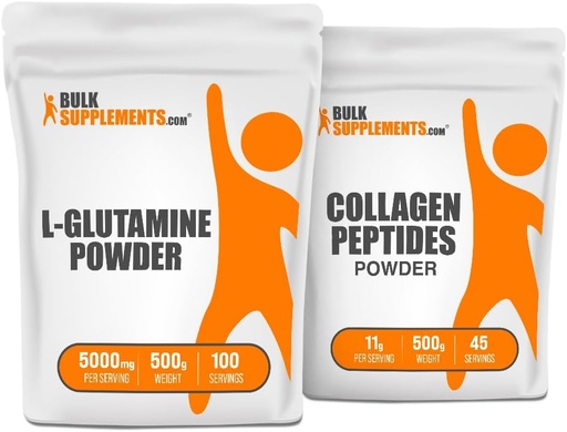 [BRSRAYICCICG22DG] BulkSupplements L-Glutamine 500g + Collagen Peptides 500g Bundle
