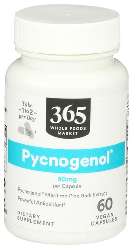 [BRSWGZQCB5YREYA2] 365 by Whole Foods Market, Pycnogenol Maritime Pine Bark Extract, 50mg Vegan Capsules, 60 Count