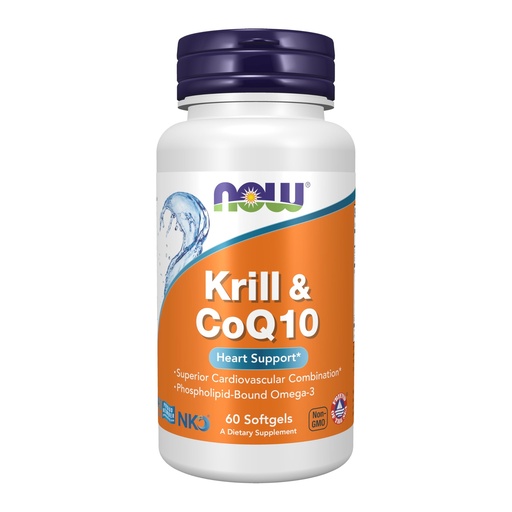 [BRSWGZQKAQHBG3T6] NOW Foods Supplements, Krill & CoQ10, Phospholipid-Bound Omega-3, Heart Support*, 60 Softgels