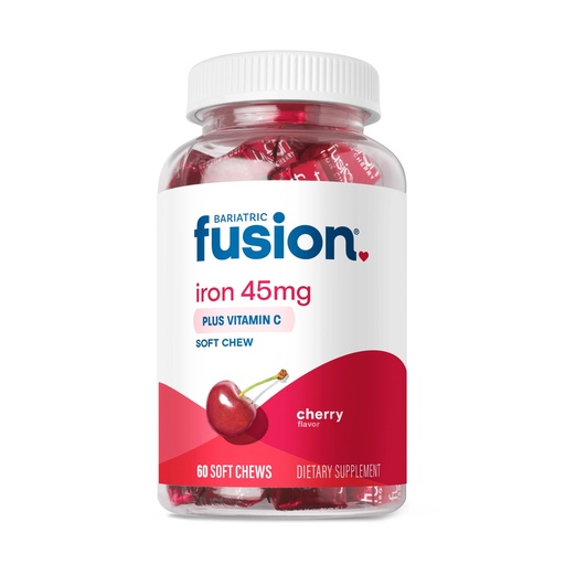 [BRSWKZY3DICRYHY5] Bariatric Fusion Iron Supplement for Women Anemia | Chewable Iron with Vitamin C | Cherry Flavored Soft Chew | Gentle on Stomach Ferrous Fumarate for Women and Men | Gluten Free | 60 Count