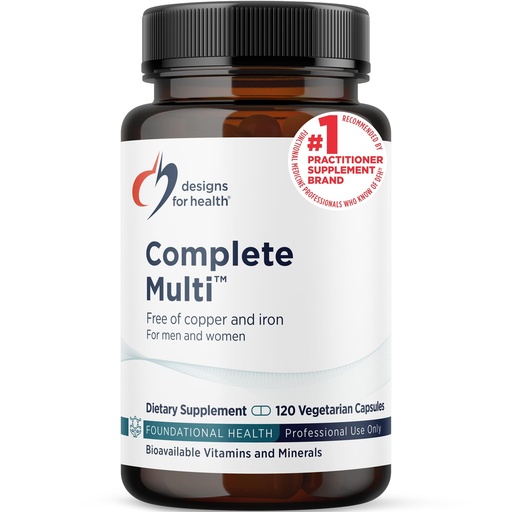 [BRSWIYQPAQPBMFLY] Designs for Health DFH Complete Multi - Comprehensive Multi Vitamin + Mineral Supplement with Folate, 1000 IU Vitamin D, Immune Support Vitamins - Multivitamin with No Copper, No Iron (120 Capsules)