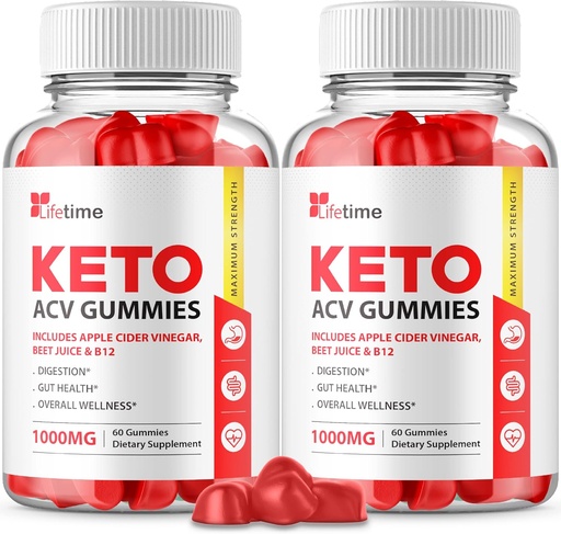 [BRSRMAABCACRYFL4] (2 pakkaus) Lifetime Keto Plus ACV Gummies - Virallinen Formula, Vegaani, Ei GMO - Lifetime Keto acc Gummies, Life Time Keto Gummies omenaviinietikka, B12-vitamiini, Granaattiomenamehu (120 Gummia)