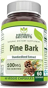 [BRSROBIFC4MAY3LG] Herbal Secrets Pine Bark Extract Supplement | 100 Mg Per Serving | 60 Veggie Capsules | Non-GMO | Gluten-Free | Made in USA