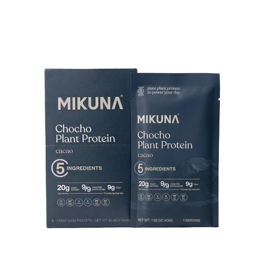 [BRSRMAQEB5YAGHLA] Mikuna Cacao Chocho Protein Travel Packs - 5 Ingredients, Non-Isolate, Lectin Free Vegan Protein - 20g Protein, 8g Fiber - Dairy Free, Soy Free, Gluten Free, GLP-1 Friendly - 8 Servings