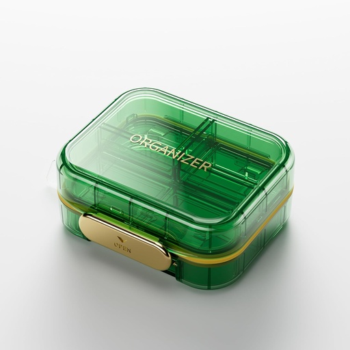 [BRSROHQFDIGROA3D] BEXEEN Stylish Daily Pill Organizer - Travel Box Small Holder 7 Compartments Cute Vitamin Case Portable Medicine Pocket Pharmacy Supplement Container for Purse Medication Dispenser Kit, Green