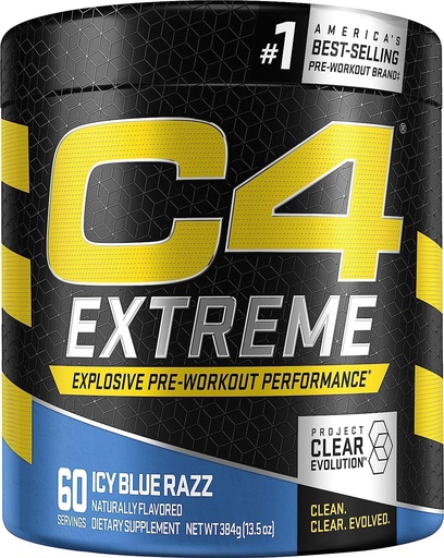 [BRSWGAIQCUNQ43DF] C4 Extreme Pre Workout Powder Icy Blue Razz | Preworkout Energy Supplement for Men & Women | 200mg Caffeine + Beta Alanine + Creatine | 60 Servings