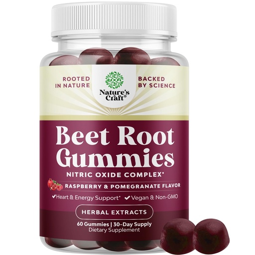 [BRSRAZD2OIPAO3A4] Flow Boosting Beet Root Gummies - Invigorating Beet Gummies for Adults Nitric Oxide Energy & Heart Health Support with Grapeseed Pomegranate & Vitamin B12 - Vegan Non-GMO & Gluten Free - 60 Count