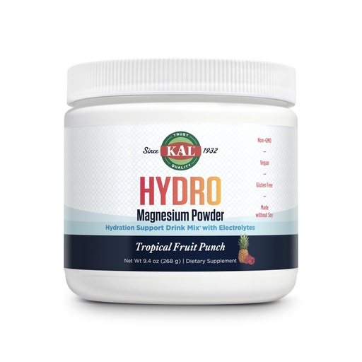 [BRSRAFLYPJ5QKDTV] KAL Hydro Magnesium Plus Electrolytes Powder - Tropical Fruit Punch - Sodium, Chloride, Potassium Supplement - Hydration & Cellular Energy Drink Mix - No Sugar - 60-Day Guarantee, 50 Servings, 9.4 OZ