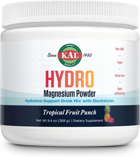 [BRSRAFLYPJ5QKDTV] KAL Hydro Magnesium Plus Elektrolyyttejä Powder - Tropical Fruit Punch - Natrium, Kloridi, Kalium Supplement - Hydraation & Cellular Energy Drink Mix - Ei sokeria - 60 päivän takuu, 50 tarjoilua, 9.4 OZ