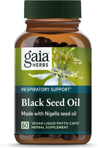 [BRSWYHAQBMPRYAY3] Gaia Herbs Black Seed Oil - Cold-Pressed Capsules for Lung, Respiratory, and Antioxidant Support - with Organic Nigella Seed Oil - Herbal Supplement - 60 Vegan Liquid Phyto-Capsules (30-Day Supply)