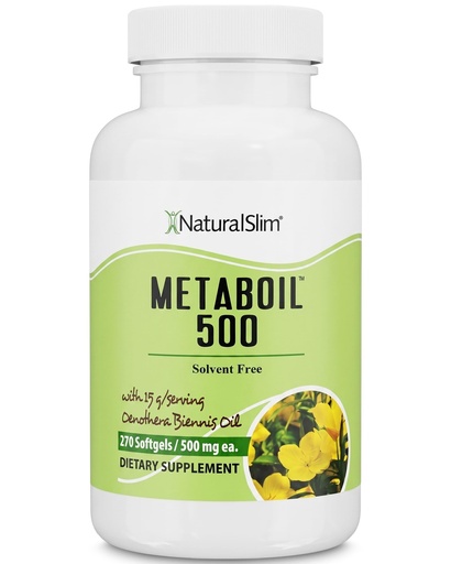 [BRSWGYALCUNWM3D5] NaturalSlim Metaboil 500 Metabolism, Skin, Hair & Nails Support Evening Primrose Oil with GLA Omega 6, Cold Pressed Oil, Women Supplements 500 mg Softgels Capsules 270 Count