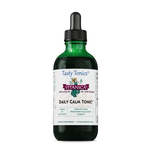 [BRSW2ZDYO5YA4FIV] Vitanica Daily Calm Tonic - Nervous System Support Supplement with Lemon Balm & Kava Root - Liquid Formula - Stress Support with Passion Flower - Vegan - Alcohol-Free - Citrus Flavor- 4 fl oz