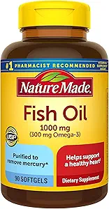 [BRSROYI3OANGGCDF] Fish Oil 1000 mg, 90 Softgels, Omega 3 Supplement for Heart Healths,