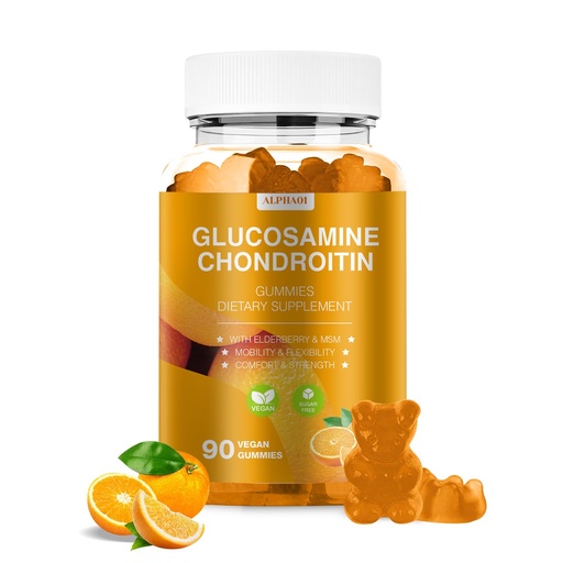 [BRSRAGIZOAGWACYV] Glucosamine Chondroitin Gummies - 3000MG Extra Strength Joint Support Supplement with MSM & Elderberry, Flexibility, Antioxidant Immune Support Gummy for Adults, Men & Women - 90 Orange Gummies