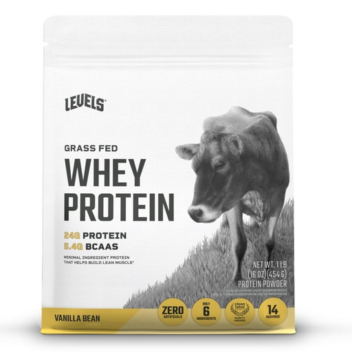 [BRSRMZD5BF5BO3I4] Levels Grass Fed Whey Protein Powder, No Artificials, 24G of Protein, Vanilla Bean, 1LB